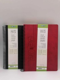Resim 419-plk 20x28 Spiralli Eski Ajanda 2'li Siyah-bordo 