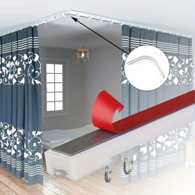 Resim 1 adet No-Drill Nano Silent Track, Çok Fonksiyonlu U-Şekilli ve L-Şekilli Kılavuz Rayı, Kolay Kurulum, Sonsuzca Uzatılabilir ve Birleştirilebilir, Üst ve Yan Montaj Seçenekleri ile, Pencerelere, Pencere Ekranlarına, Duş Pencerelerine, Bölme, Dolap, Dolap, Banyo Aksesuarları için Uygun. 