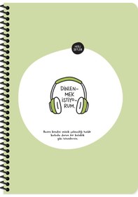Resim Hisli Şeyler A4 Kareli Spiralli Stickerli Defter Dinlenmek İstiyorum 
