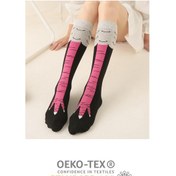 Resim Bgk Tekli Çocuk Tavuk Ayağı Desenli Dizaltı Çorap Pembe Çocuk Pembe 