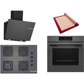 Resim Bosch Gri 3 lü Ankastre Set (HJG852YN0T-POH7C9P30O-DWK66PJ70T) 3D Fry - Pişirme Matı ile 
