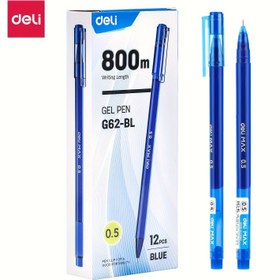 Resim Deli 12 Adet Mavi Jel Kalem, 0.5mm İnce Uç, Ev & Ofis Kullanımı İçin Dayanıklı Yazı Aletleri, Deli 