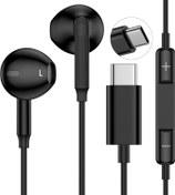 Resim C Tipi Kulaklıklar Kablolu Kulaklık Kablolu Kulaklıklar USB C Samsung Galaxy S25 S25 Ultra/S25 Artı/S24/S23/A56/A36/A26/A16, iPhone 16e/16 Artı/16 Pro Max, Pixel 9, Mic ve Uzaktan Kumanda Gürültü 