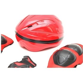 Resim Çocuk Kask Dizlik Dirseklik Eldiven Koruyucu Set 7 Parça Kırmızı 