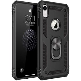 Resim Microsonic Apple iPhone XR Kılıf Military Ring Holder Siyah 