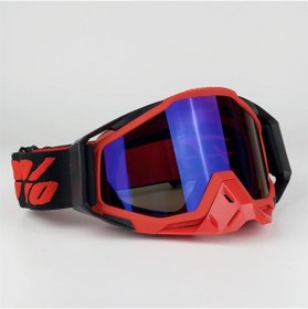 Resim Ccgloball Motosiklet Sürüş Gözlüğü Rüzgar Geçirmez Maske Dış Mekan Gözlüğü Siyah Kırmızı Kırmızı-mavi Film 