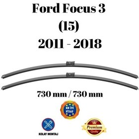 Resim Ford Focus 3 15 2011 2012 2013 2014 2015 2016 2017 2018 Uyumlu Ön Cam Muz Tipi Süpürgesi Takımı 730/730mm Silbak 