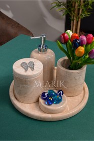 Resim MIARIK DESIGN & DEKORASYON Dekoratifmermer Aksesuar Detaylı 5 Li Banyo Seti Takımı 