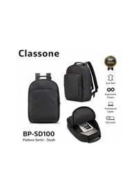 Resim Classone Bp-sd100 Vıp 15.6 Suni Deri Laptop Sırt Çantası- Siyah Siyah 
