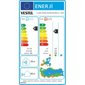 Resim Vestel Flora Doğa Inverter 096 WiFi A++ 9000 BTU Duvar Tipi Klima 