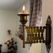 Resim Vintage Duvara Monte Edilebilir Teleskopik Mumluk, Dökme Demir Retro Katlanabilir Tasarım Süslü Altın Kaplama ile, Cadılar Bayramı, Paskalya, Şükran Günü ve Genel Tatil Dekoru için mükemmel, Cadılar Bayramı Ev Dekoru 