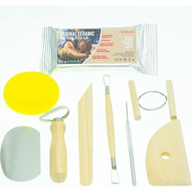 Resim Storemax Ahşap Saplı Seramik ve Kil Hamuru Oyma Şekil Verme Alet Seti Yeni Başlayanlar Için Ceramic Şekillendirme El Aleti Seti (Kırmız Kil/terra Cotta Clay) Pottery Tool Kit 
