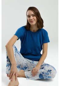 Resim Pierre Cardin Kadın Mavi Pijama Takımı Pc8968-s-v1 Mavi 