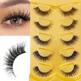 Resim 5 Çift Kabarık Hacimli Kedi Gözü Sahte Kirpikler - Kalın, Doğal ve Dramatik Tarz, Her Durum İçin Kolay Kullanım, Tekrar Kullanılabilir, Başlangıç Dostu, D-Kıvrım, 6-15mm Uzunluklar, Siyah, Günlük Kirpikler | Kedi Gözü Etkisi | Lüks Dokulu 