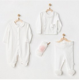 Resim Andywawa Bebek Hastane Çıkışı 4 Parça Newborn Tulle Set Petıt Love Ac24501-ekru Ekru 