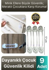 Resim Yeni Ayarlanabilir Dolap Çekmece Kapağı Koruma Aparatı Bebek Çocuk Güvenlik Kilidi 9 Adet 17 Cm Çok Renkli 