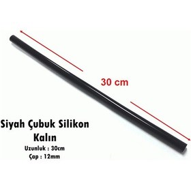 Resim Siyah Çubuk Silikon Kalın 30cm 1kg 33adet - 