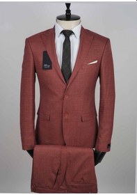 Resim Jan Carlucci Yelekli Slimfit Drop 6 Takım Elbise (550421564) Bordo 