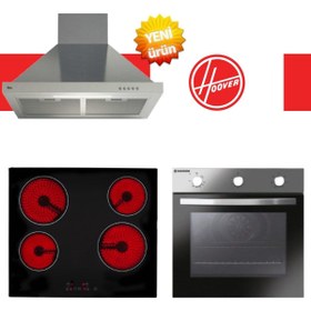 Resim Hoover Valentio Ankastre Set HON602X-TN + EMİNÇELİK VC640 Vitroseramik Set Üstü Elekt. + HCH6XM 