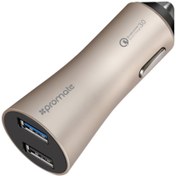 Resim Promate Qualcomm Hızlı Şarj 3.0 Çift Usb Araç Çakmak Şarj Cihazı - Robust-qc3 