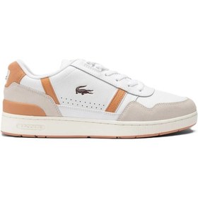 Resim Lacoste T-clip Leather Mens Sneaker Hakiki Deri Günlük Spor Ayakkabı Beyaz Beyaz 