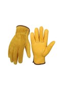 Resim Ulzyvf Deri Eldiven - Kadın/erkek İçin Bahçe, İnşaat, Tamir İşleri, Sıcak Sarı Lp 
