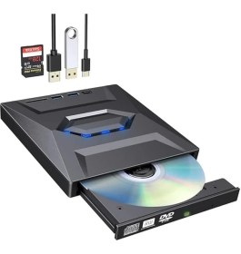 Resim 5in1 Harici USB 3.0 ve Type-C Dvd-Rom Dvd-Rw Optik Sürücü, USB ve Type C Kablolu, Pc, Tablet, DVD Player, Çizgili Metal Tasarım Ultra Slim CD Rom Okuyucu CV250 