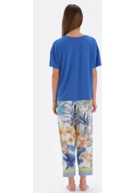 Resim Eros 33530 Kısa Kol Kadın Pijama Takımı Saks Mavi 