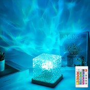 Resim 16 Renk Dalga USB Gece Lambası - Dokunmatik/Uzaktan Kumandalı, Otomatik Dönebilen Su Dalgası Işığı, Alev Efekti, Sevgililer Günü ve Yılbaşı İçin Romantik Hediye, Yıldızlı Gökyüzü Projeksiyonu, Parti Dekorasyonu, Dekoratif Aydınlatma, Şık Tasarım, Premium Aydınlatma, Uzaktan Kontrollü Lamba, Ev Dekoru 