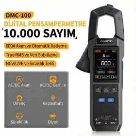 Resim Fnirsi DMC-100 Akım Gerilim Pens Metre | 10000 Sayımlı Dijital True RMS Multimetre 