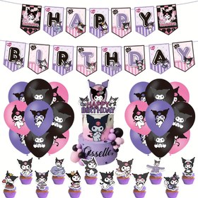 Resim 32 adet Sanrio for kuromi Parti Süsü Bayrağı, Doğum Günleri, Vaftizler, Mezuniyetler ve Herhangi Bir Kutlama İçin Uygun, for Kuromi Doğum Günü Süsleri, Mükemmel Aile Parti Süsleri, Gençler Parti Bayrağı Bayrakları Halloween, Noel Etkinliği ve Parti Malzemeleri İçin 
