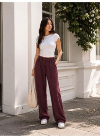 Resim Esra Butik78 %100 Tensel Yazlık Pantolon Mürdüm & Haki Renk Rahat Kalıp Kadın Pantolon 