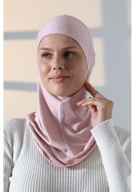 Resim Pratik Boyunluklu Geçmeli Büyük Tesettür Bone - Pembe Pembe 