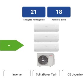 Resim Bosch 21000 BTU 1 Dış + 3 İç Ünite 9000 + 9000 + 9000 BTU Multi Inverter Klima 