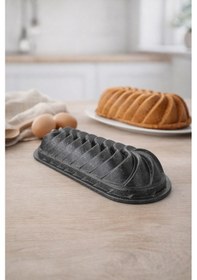 Resim Sara Baton Döküm Kek Kalıbı 35cm Antrasit Antrasit 