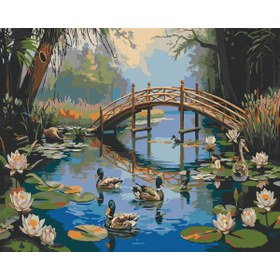 Resim wombhobby Ördek Sürüsü Sayılarla Boyama Seti 80X100 Cm Çerçeveli (Kasnağa ) Gerili 