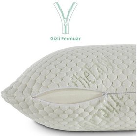 Resim Rudu Breathe Easy Mentol Kılıflı Visco Visko Delikli Bütün Yastık 60x40cm 1150gr Omuz/boyun Destekli Beyaz - Yeşil 