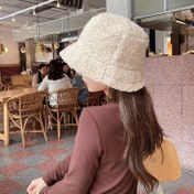 Resim Solid Color Teddy Balıkçı Şapkası, Rüzgar Geçirmez Peluş Çok Yönlü Sıcak Kova Şapka Günlük Giyim İçin 