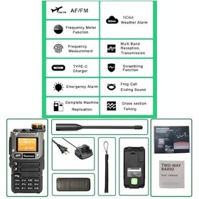 Resim Quansheng Uv-k6 Walkie Talkie 5w Hava Bandı Radyo Tyep C Şarj Uhf Vhf Dtmf Fm Black American 