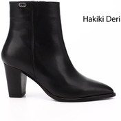 Resim GÖNDERİ(R) Kadın / Kız Siyah Fermuarlı Sivri Burun Hakiki Deri Bot 