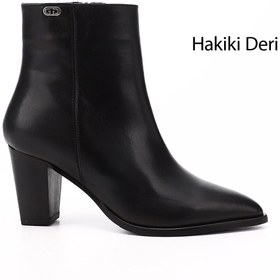 Resim GÖNDERİ(R) Kadın / Kız Siyah Fermuarlı Sivri Burun Hakiki Deri Bot 