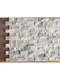 Resim Markataş 5X10Cm White Mix Doğal Taş Mermer Patlatma Mozaik Duvar Kaplaması 