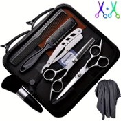 Resim 10/12 adet Profesyonel Tek Parça Şekillendirilmiş Paslanmaz Çelik Saç Kesme Makası Seti - Erkekler ve Kadınlar için İnceltme, Karıştırma ve Kesme Fonksiyonlarıyla Makaslar - Berberler ve Stilistler için Tam Salon Seti 