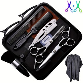 Resim 10/12 adet Profesyonel Tek Parça Şekillendirilmiş Paslanmaz Çelik Saç Kesme Makası Seti - Erkekler ve Kadınlar için İnceltme, Karıştırma ve Kesme Fonksiyonlarıyla Makaslar - Berberler ve Stilistler için Tam Salon Seti 