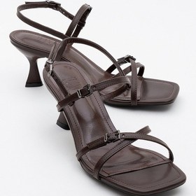 Resim Luvishoes Nebel Kahve Cilt Kadın Topuklu Sandalet Kahverengi 