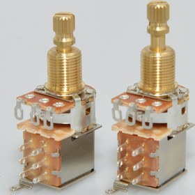 Resim 1 Adet WAAAH Gitar Potansiyometre Push-Push Çiftli (A250K/B250K/A500K/B500K) - Bakır Kaplama Kısa Bölünmüş Şaft, D.P.D.T Anahtarı, Ses/Düz Koniklik, Elektrik Gitar Ton Kontrolü için Tırtıklı Şaft, Müzik Aleti Parçaları, Dayanıklı Elektronik Parça 