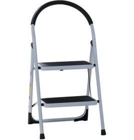 Resim Elmas Serisi - Beyaz - 2 Basamaklı - Katlanır Lüks Ev Tipi Metal Merdiven 