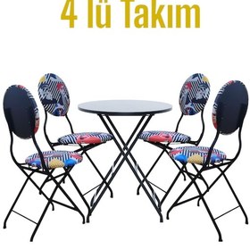 Resim Soyut Kadın Metal Bahçe Takımı - 4 Sandalye + 1 Masa 