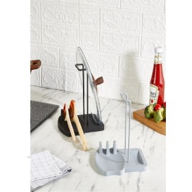 Resim 1 Adet Tencere Kapak ve Kepçe Düzenleyici Tencere Kapak Tutucu Stant 