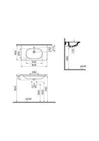 Resim VitrA Zentrum Etajerli Lavabo 80 x 46 CM-Beyaz 7793B003-0001 
